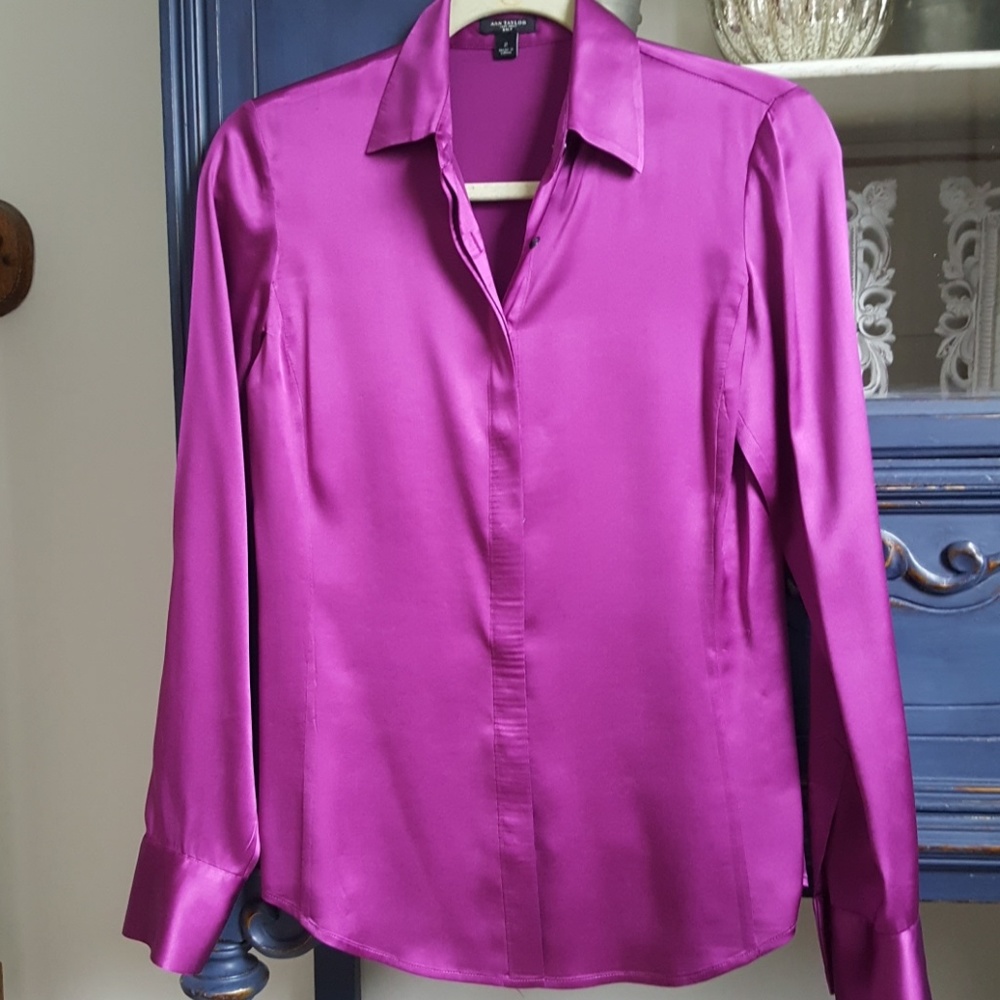 ANN TAYLOR SILK LEGACY Blouse Purple size 2